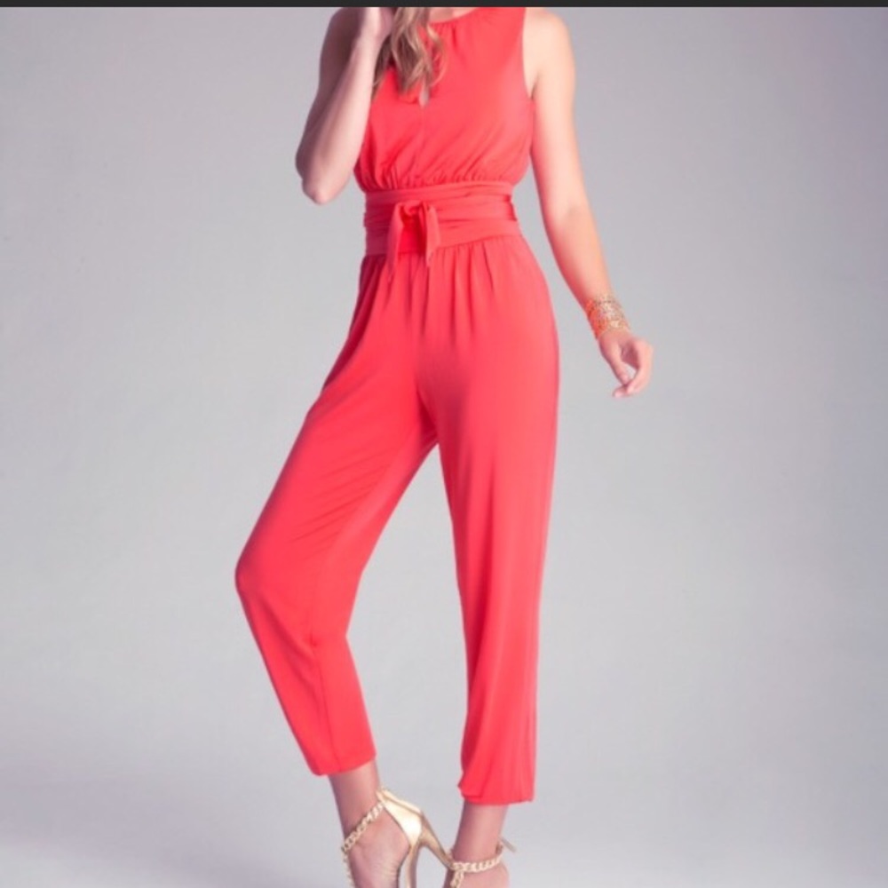 NWT. bebe sleeveless sash waist jumpsuit